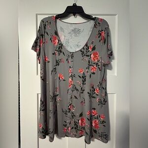 Torrid Super Soft Knits Floral Gray Top
